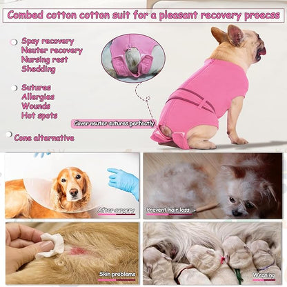 Dog Female Spay Recovery Suit Large Pink,Male Neuter Surgery Recovery Shirt,Pink L