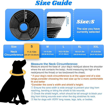 Inflatable Dog Cone for Dogs After Surgery,Soft Adjustable Elizabethan Collar for Small Dogs,2-in-1 Dog Cone with Detachable Shield,Anti-Anxiety Comfortable Pet E-Collar Prevents Licking Wounds(S)