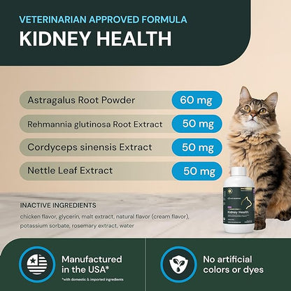 VetriScience Renal Essentials Pro Liquid - Kidney Functions & Maintenance Support Supplement for Cats - Health Supplement Aids Renal Blood Flow - Liquid Kidney Care Aid for Felines - 4 oz