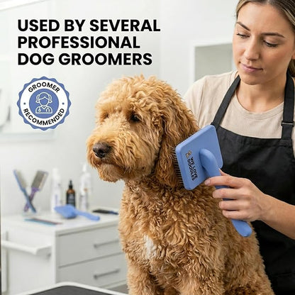 Dog Grooming Brush for Doodles, Slicker Dog Brush with Ergonomic Grip and Rounded Pin Tips for Detangling and Dematting Puppy & Small to Medium-Sized Dogs (Small)