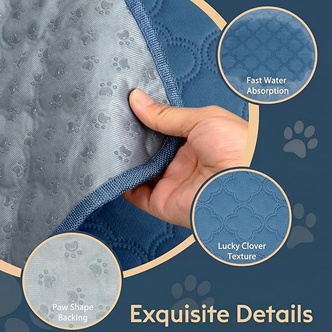 FunFurry Washable Pee Pads for Dogs - 2 Pack Reusable Pee Pads，Waterproof Puppy Pads，Pet Training Pads，Super Absorbent with Dog Paw Shape Non-Slip Backing (Blue, 31" X 36" - 2 Pack)