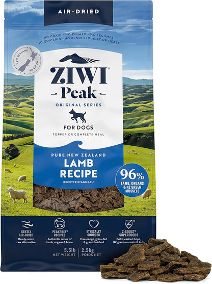 ZIWI Peak Air-Dried Dog Food – Lamb - All Natural, High Protein, Grain Free, Limited Ingredient w/ Superfoods (88oz)