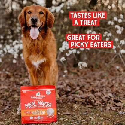 Stella & Chewy's Freeze-Dried Raw Beef Meal Mixers- Dog Food Topper and Mixer - Made with 95% Grass-Fed Beef, Organs & Bone - Perfect for Picky Eaters - Grain-Free - 1 oz (Pack of 6)