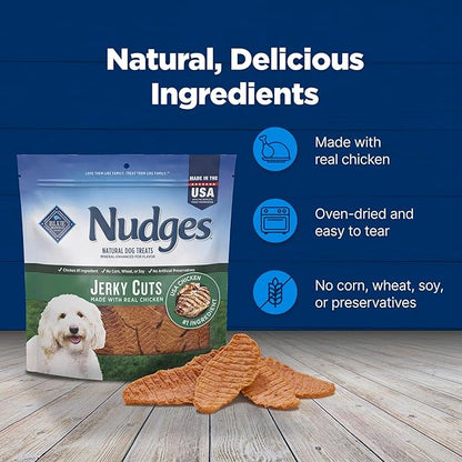 Blue Buffalo Nudges Jerky Bites Dog Treats, Made in the USA with Natural Ingredients, Bite-Sized Pieces, Chicken, 16-oz Bag