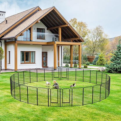 Kfvigoho Dog Playpen Outdoor Extra Wide 32 Piece Panels Heavy Duty Dog Fence 50" Height Anti-Rust with Doors Portable for RV Camping Yard, Total 84FT, 561 Sq.ft, Snowy Black