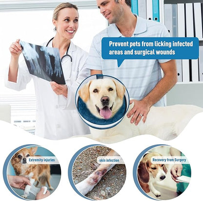Inflatable Dog Cone, Soft Dog Cone Collar After Surgery for Alternative with Enhanced Anti-Licking Guard Shield Adjustable Detachable Cone Collar, Elizabethan Collar (M, Blue)