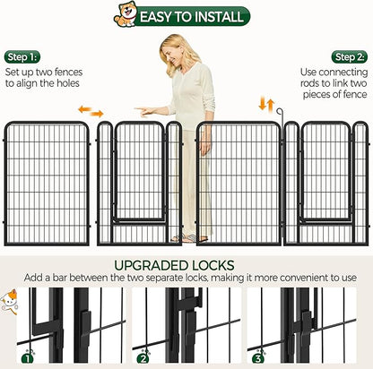 Yaheetech Dog Playpen Outdoor, 40 inch 16 Panels Dog Pen Indoor Heavy Duty Puppy Exercise Pen Metal Pet Fence for RV Camping/Yard/Garden