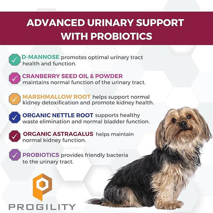 Nootie Progility Urinary Support Supplement for Dogs, Bladder Support and Urinary Tract Support for Dogs with Cranberry and D-Mannose, 90 Soft Chews per Container
