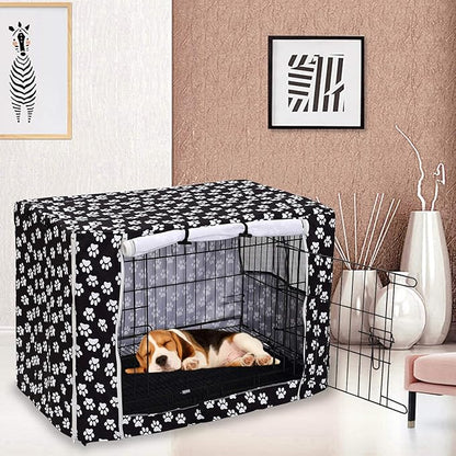 Pethiy Dog Crate Cover Durable Polyester Pet Kennel Cover Universal Fit for Wire Dog Crate - Fits Most 36 inch Dog Crates - Cover only -Black-36