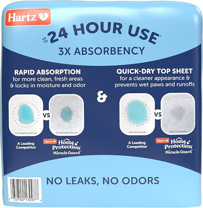 Hartz Miracle Guard Dog and Puppy Dog Pads Max Absorbency 24 Hour Use Odor Eliminating No Leaks, 2XL Size 20 Count
