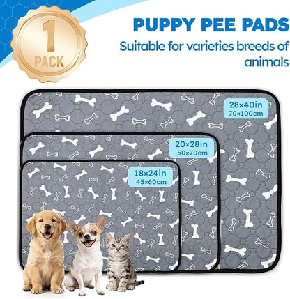Washable Pee Pads for Dogs, Absorbent Reusable Puppy Training Pads, Leakproof, Non-Slip, Waterproof Cat Doggie Pad Pet Potty Mat for Indoor&Outdoor, Whelping, Playpen, Crate, Gray 28"x40"