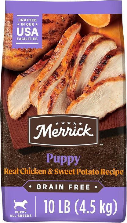 Merrick Premium Grain Free Dry Puppy Food, Wholesome and Natural Kibble with Real Chicken and Sweet Potato - 10.0 lb. Bag