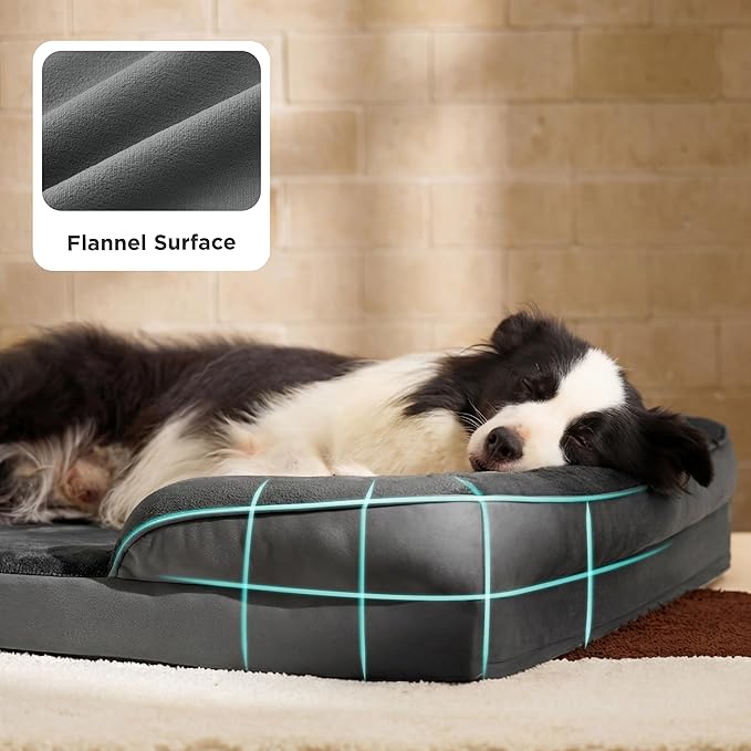 Bedsure Orthopedic Dog Bed for Extra Large Dogs - XL Washable Dog Sofa Bed Large, Supportive Foam Pet Couch Bed with Removable Washable Cover, Waterproof Lining and Nonskid Bottom, Dark Grey
