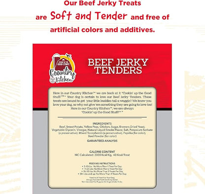 Country Kitchen Beef Jerky Tender Dog Treats, Made with Real Beef, High Protein, Low Fat, No Artificial Colors, 32 oz