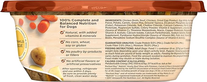 Nutrish Rachael Ray Wet Dog Food Hearty Beef Stew, 8 oz. Tub, 8 Count