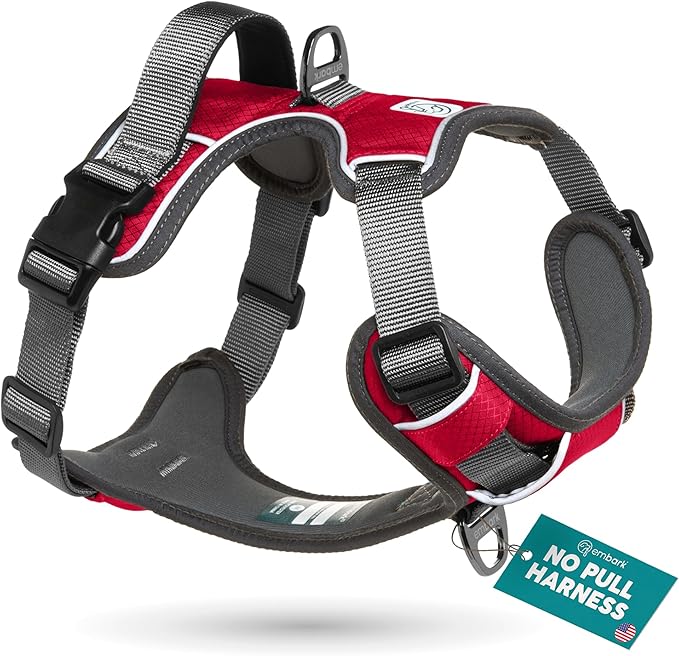 Embark Adventure Large Dog Harness – No-Pull, Reflective Trim, Military-Grade Nylon, Front Clip with Gel-Lined Handle