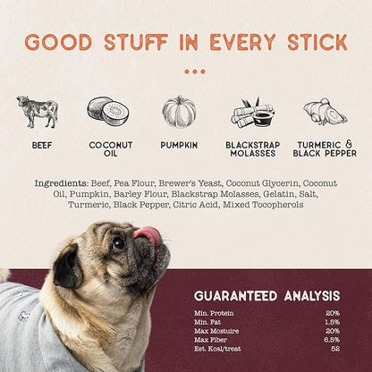 Dog Treat Naturals Superfood Sticks, Beef & Pumpkin, 10oz Bag | Dog Chew Sticks | All-Natural, Pet Training Treats | Joint-Skin-Coat Health | USA Made