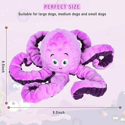BUYPOW Dog Squeaky Toys Octopus - Tough Plush Large Medium & Small Dog Toys - Stuffed Animals Puppy Toys - Funny Cute Dog Toy for Dog Birthday Presents (Octopus Purple)