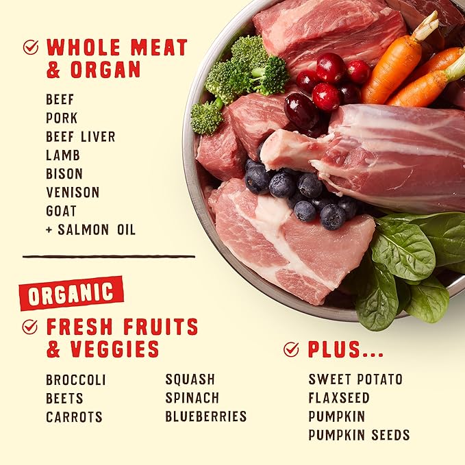 Stella & Chewy's Wild Red Raw Blend Kibble - Premium Freeze-Dried Raw Coated Dog Food - Perfect For Picky Eaters - High Protein Grain Free with 6 Red Meat Sources - 21lb Bag