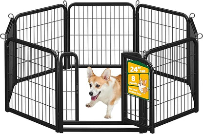 Yaheetech Dog Playpen Outdoor, 24 inch 8 Panels Dog Pen Indoor Heavy Duty Puppy Exercise Pen Metal Pet Fence for RV Camping/Yard/Garden