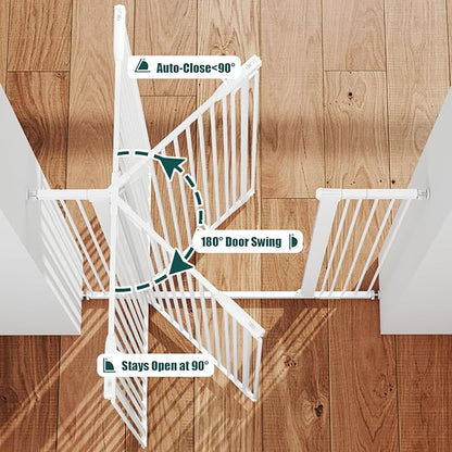 keny 51" Extra Tall Pet Gate, 29.7"-46" Wide Adjustable Cat Gate for Doorway, Hallway, Stairs, Auto-Close & Pressure Mounted, No Drilling, White