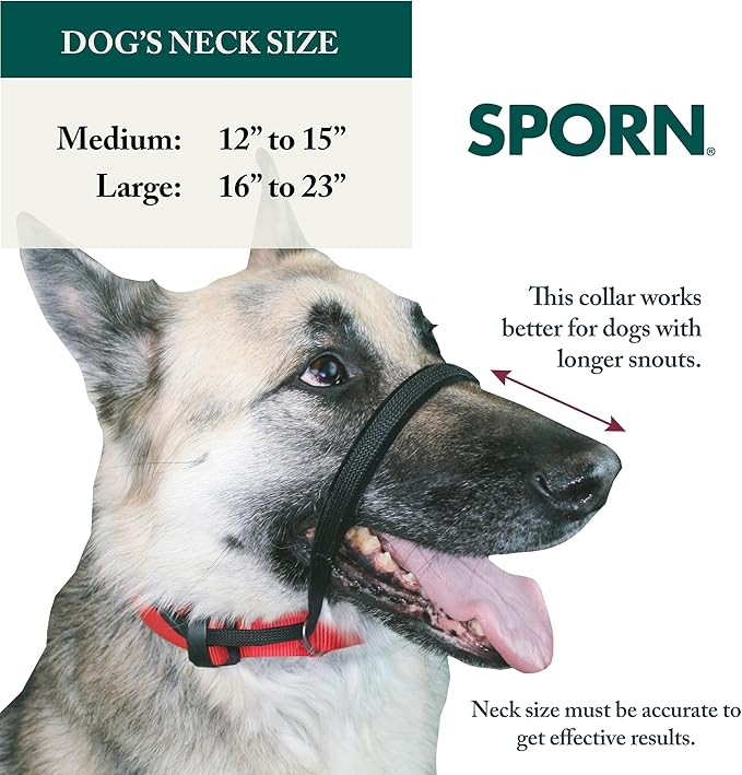Sporn Head Halter for Dogs, No Pull Dog Harness, Durable Nylon Training Collar for Large Breeds, No Choke Design, Padded Restraints, Adjustable Fit, Easy On/Off, Black, Large