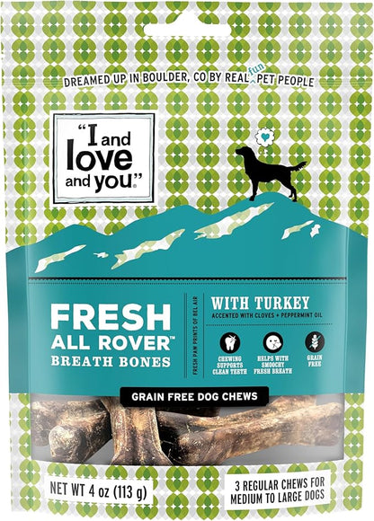 I and love and you Fresh all Rover Breath Bones - Sweet Potato - Dental Health Support, Grain Free, Filler Free, 5pk Size Small