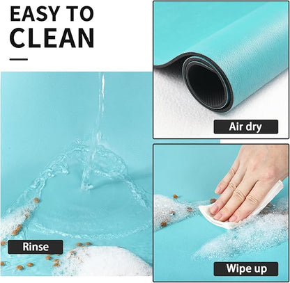 HotLive Dog Food Mat - Absorbent Cat Mat for Food and Water, No Stains Pet Feeding Bowl Mat, Easy to Clean Pet Placemats, Quick Dry Dog Water Dispenser Mat for Messy Drinkers | Teal 18"x34"