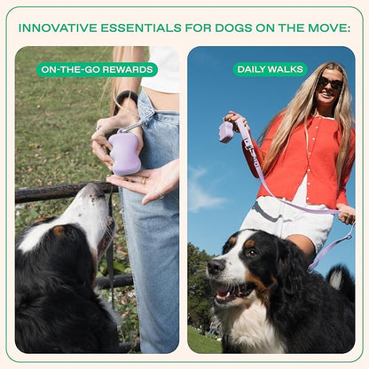 Springer Dog Treat Pouch for Effort-Free Squeeze Dispensing - Easy-Fill, Food-Grade Silicone Treat Pouches for Pet Training - Includes Carabiner-Lilac