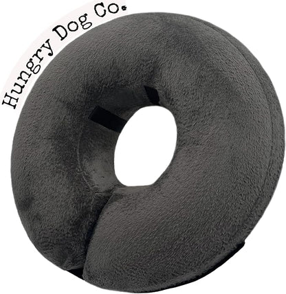 Hungry Dog Co.- Premium Inflatable Dog Collar for Dogs and Cats - Helps in Pet Recovery - Comfortable and Safe for Your Pet - Soft E-Collar – Dark Grey, Small (5”- 8” Neck)
