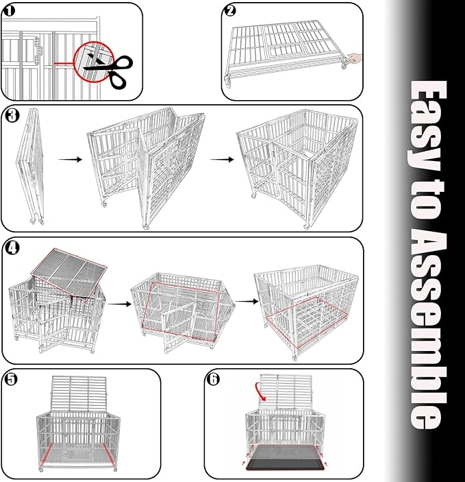 Confote 37/47 Inch Heavy Duty Dog Crate Metal Cage Kennel, High Anxiety Pet Cage with Lockable Wheels & Double Doors for Small Medium Large Dogs (SS-37)
