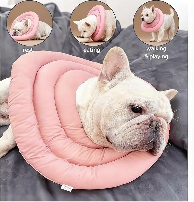 Soft Dog Cones, Recovery Dog Donut Collar After Surgery-Cone of Shame Alternative, Pet Elizabethan E-Collar Anti-Bite Lick Wound Healing Adjustable for Small Large Medium Dogs,L