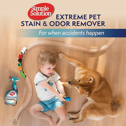 Simple Solution Extreme Pet Stain and Odor Eliminator Spray, Enzymatic Cleaner With 3X Pro-Bacteria Cleaning Power for Dogs & Cats, Strong Urine, Pee and Poop Smell Remover for Carpets & Floors, 32 oz
