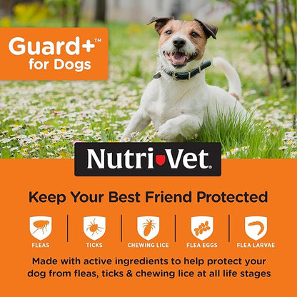 Nutri-Vet Guard+ for Dogs, Flea and Tick Prevention Spot On Drops, Topical Treatment for Dogs 5-22 lbs, Puppy Essentials, Waterproof Formula, 3 Monthly Doses, 90 Days of Protection
