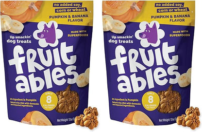 Fruitables Baked Dog Treats, Healthy Pumpkin Treat for Dogs, Low Calorie & Delicious, No Wheat, Corn or Soy, Made in The USA, Pumpkin and Banana Flavor, 12oz (Pack of 2)