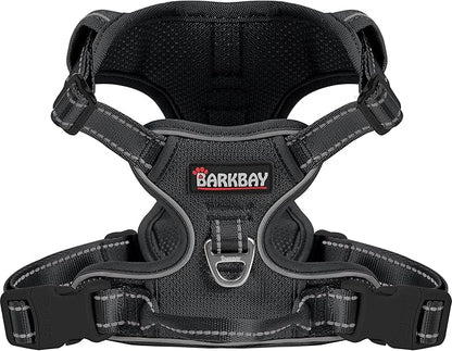 BARKBAY Dog Harness No Pull Mesh for Large Dogs - Adjustable, Reflective, Comfortable, No Choke, Heavy-Duty - Perfect for Outdoor Training, Walking, and Hiking - Strong & Durable - L & Black Mesh