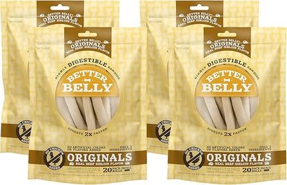 Better Belly Originals, Real Beef Sirloin Flavor, Small Rolls, Dog Chews, 20Count (P-50050NC) (Pack of 4)
