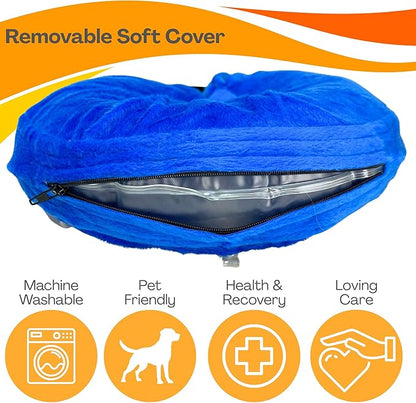 Iconikal Inflatable Dog Recovery Collar Small Blue 8-12 Inch Neck Adjustable Soft Donut E-Cone Alternative Post Surgery Injury Healing Protective