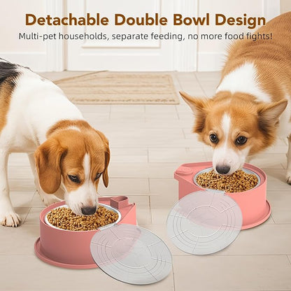 Newget Stainless Steel Dog Bowl Set with Lids, 304 Metal Dual Food & Water Bowls for Dogs & Cats, Large Capacity Pet Feeder with Cover Keeps Food Fresh, Anti-Skid Dog Dish for Small/Medium/Large Pets