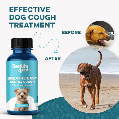Breathe Easy Natural Cough Relief for Dogs - Gentle Dog Nasal Congestion and Sneezing Relief Plus Trachea and Airway Support Helps Senior & Brachycephalic Dogs Have Easier Days and More Restful Sleep