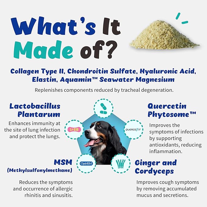 Respiratory Guardian for Dogs - Supports Lung Health, Nasal, Bronchial and Tracheal (135g) with Quercefit® and Respiratory Probiotics