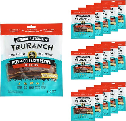 TRURANCH Collagen Chips - Collagen Dog Treats - Long Lasting Healthy Joint Support - Rawhide Alternative Chips - Skin & Coat Health - Made with Real Beef, Value Pack, 15 Bags, 7.5 lbs