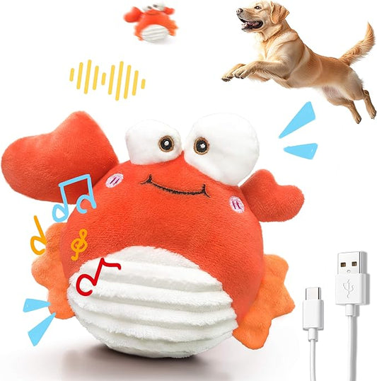 GUKCO Crab Interactive Dog Toys – Rechargeable Self-Play Toy with Motion-Activated Ball & Music Recording Modes for Small, Medium & Large Dogs, Moving Dog Toy to Keep Them Busy