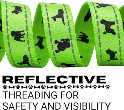 EcoBark Dog Leash - Soft & Reflective Comfort Leashes with Padded Handle - Strong Durable Heavy Duty - Training and Pulling for Small, Medium or Large Dogs (Green)