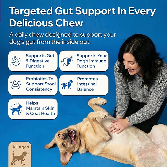 Dog Probiotics for Digestive Health & Gut Health | Probiotics for Dogs w/Prebiotics & Digestive Enzymes | Dog Probiotics for Diarrhea, Bad Breath, Immunity | Constipation & Gas Relief for Dogs | 90ct