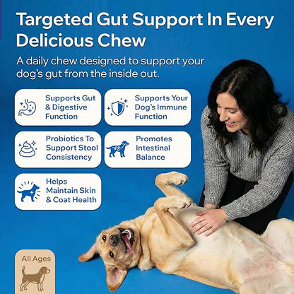 Dog Probiotics for Digestive Health & Gut Health | Probiotics for Dogs w/Prebiotics & Digestive Enzymes | Dog Probiotics for Diarrhea, Bad Breath, Immunity | Constipation & Gas Relief for Dogs | 90ct
