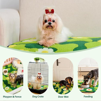 Qeils Reusable Puppy Pads for Small Dogs, Washable Pee Pads with Non-Slip , Absorbent Leakproof Mat for Crates, Playpens, Pet Beds & Whelping, Indoor Potty Training Grass Green, 16"x12", 4 Pack