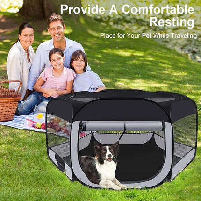 Dog Cat Playpen,Portable Pet Puppy Playpen,Rabbit Puppy Dog Play Pen for Indoors,Dogs Tent for Indoor Cats,Kitten Playpen,Collapsible Small Cats Crate Cage for Small Dogs with Carrying Case(Grey, L)