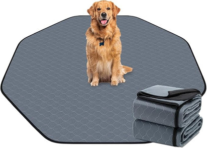Bunlitent Washable Pee Pads for Dogs, 63'' Diagonal Octagon Puppy Pads, Designed for 24'' Width 8 Panels Dog Playpen, Non-Slip Whelping Pads with Super Absorbent, 2 Pack