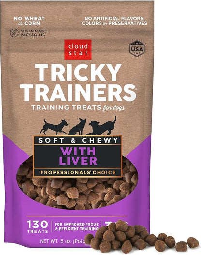 Cloud Star Tricky Trainers Soft & Chewy Dog Treats, Liver, 5 oz. Pouch